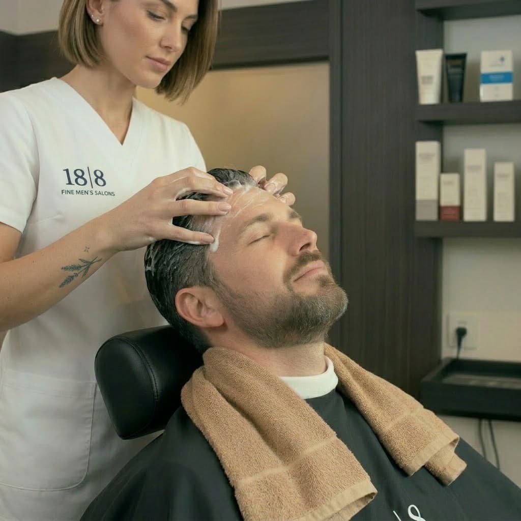 ScalpMetics scalp treatment for men at a Dallas salon